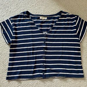 Madewell Navy and White Striped Short Sleeve Tee